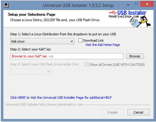 create bootable kali linux live usb