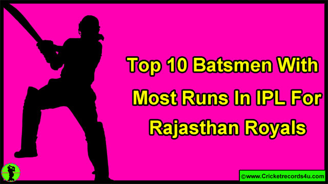 Top 10 Batsmen With Most Runs For Rajasthan Royals In IPL | Cricket Records