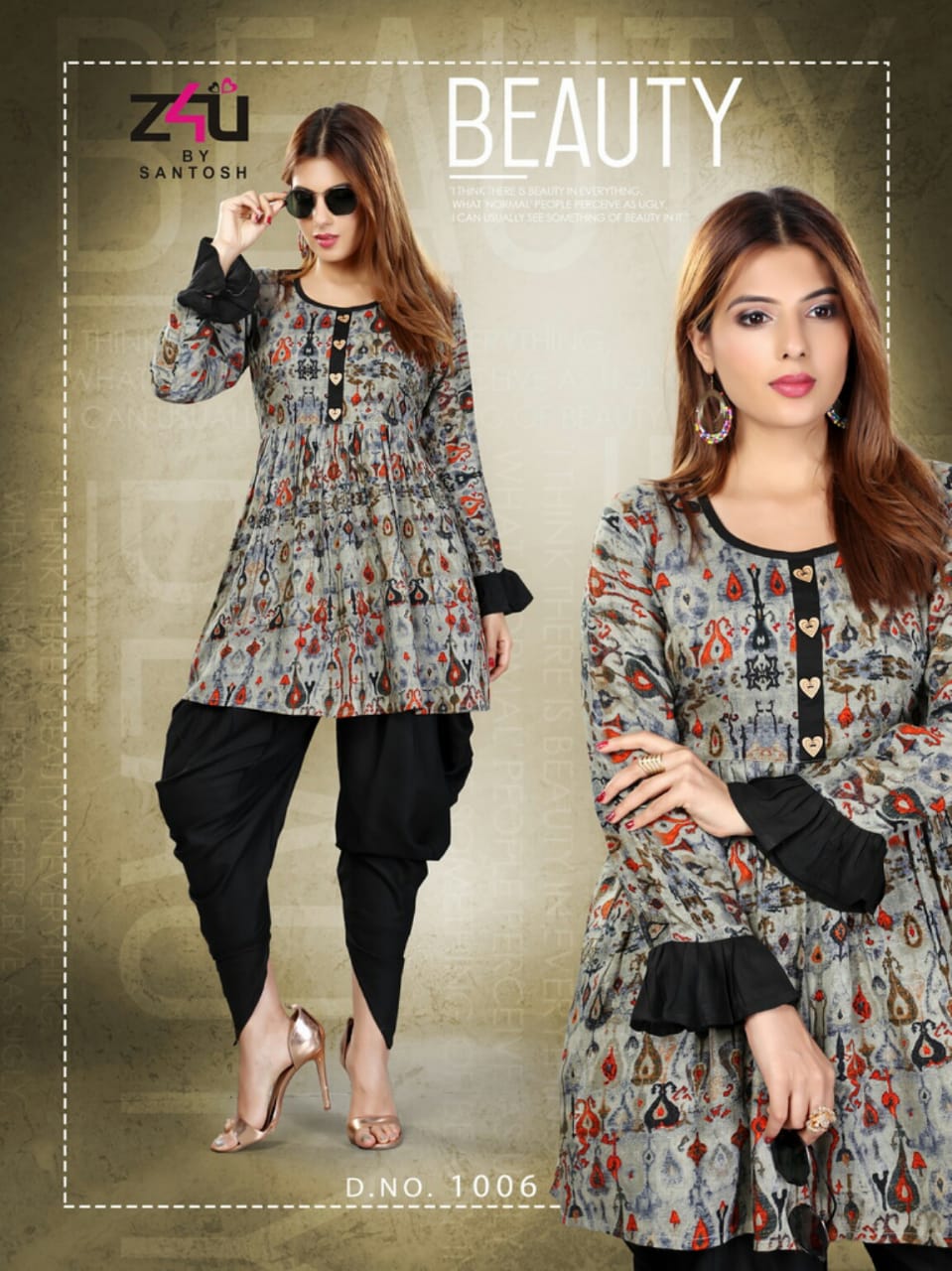 Oreo By Kaya Rayon Printed Kurti With Bottom Dupatta - The Ethnic World