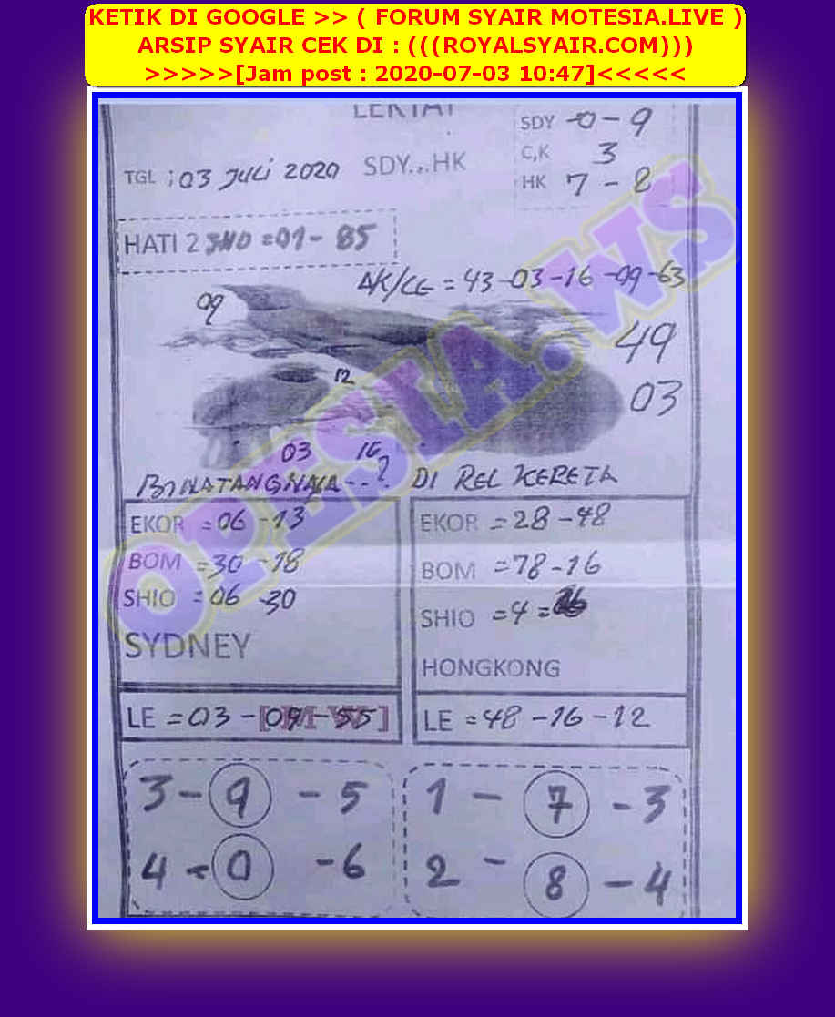 1 New Message Kode Syair Hongkong 3 Juli 2020 Forum Syair Togel Hongkong Singapura Sydney