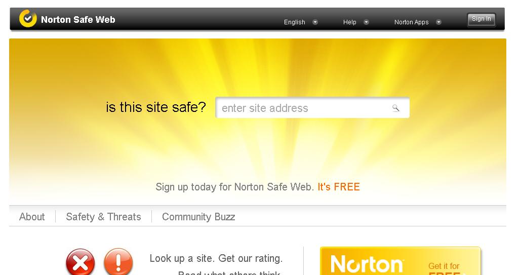 Norton Safe site