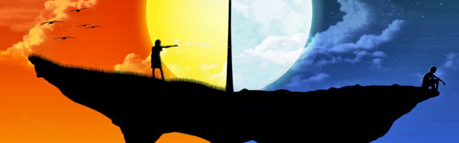 Day and night sky background royalty free vector image Dual Widescreen Wallpapers: Day and Night