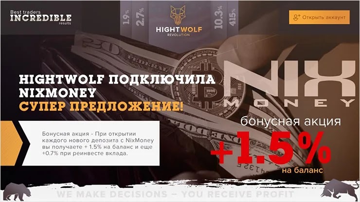 Акция от проекта Hightwolf Акция от Hightwolf