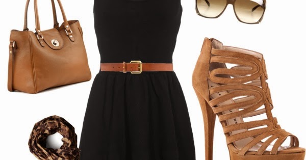 Black dress, tan accessories classic look |Amanda's Fashion Outfits