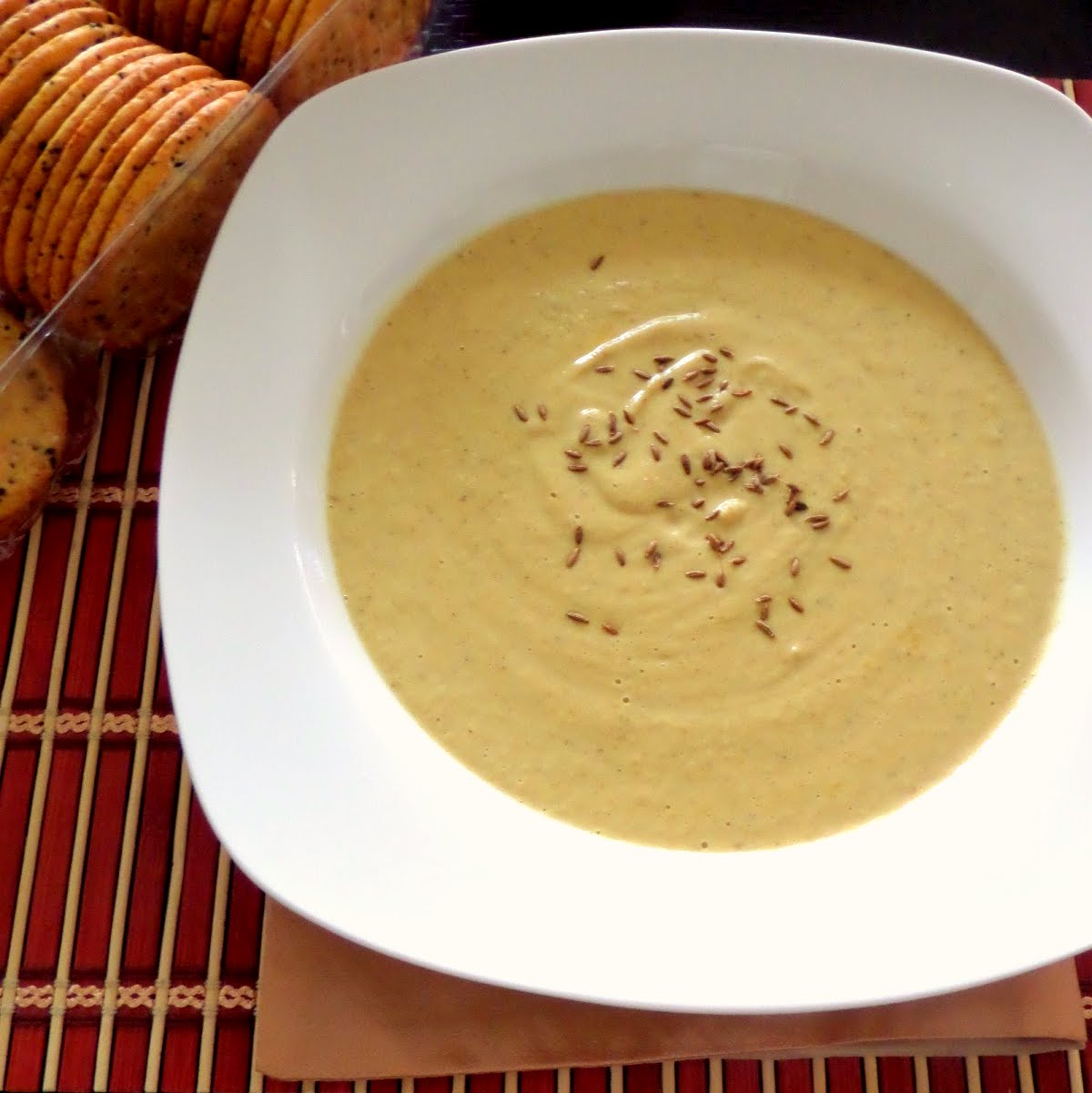 Cauliflower and Chickpea Soup:  A creamy, vegan, soup made with chickpeas, cauliflower, coconut milk, and warm spices