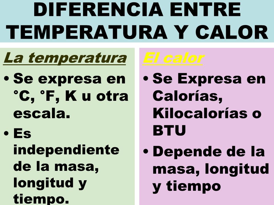 diferencias de la calor y temperatura