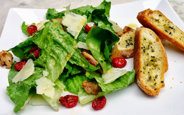 Caesar salad with slow roasted tomatoes
