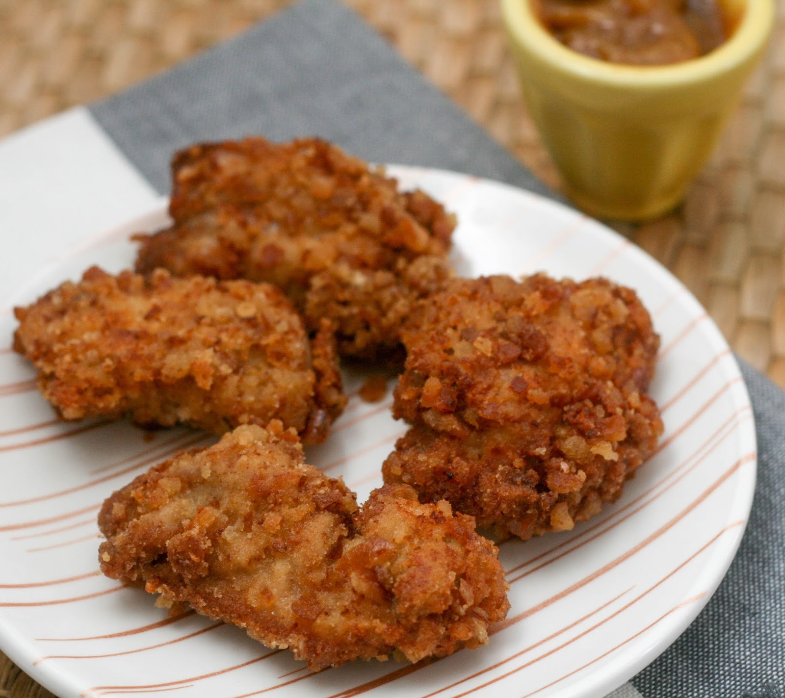 Buttermilk & Mustard Brined Pretzel Fried Chicken Bites Coconut & Lime