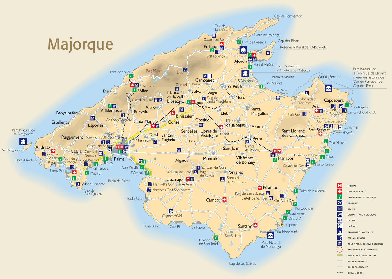 Die besten Strände: Karte von Mallorca (Spanien)