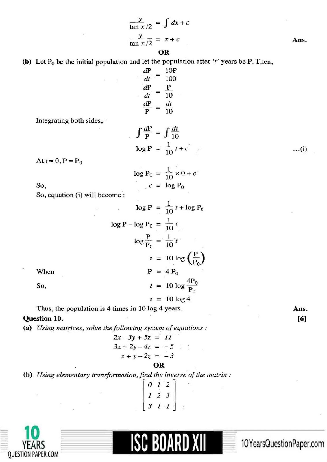 class 12 Solved mathematics Last year question paper ISC Maths 2018 Solved Previous Year Paper Class 12 Page-12