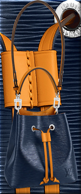 Louis Vuitton NéoNoé BB bucket bag in indigo blue and safran yellow trim #bags #louisvuitton #brilliantluxury Louis Vuitton NéoNoé BB bucket bag in indigo blue and safran yellow trim #bags #louisvuitton #brilliantluxury
