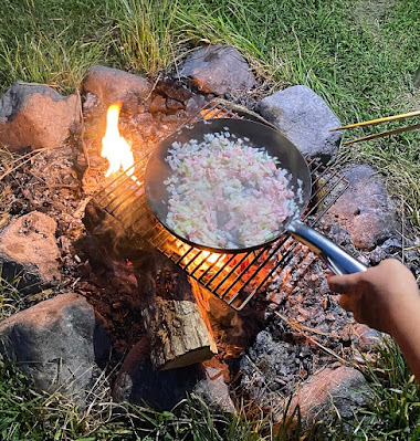 ココパン中華鍋（炒め）で焚火チャーハンを作る