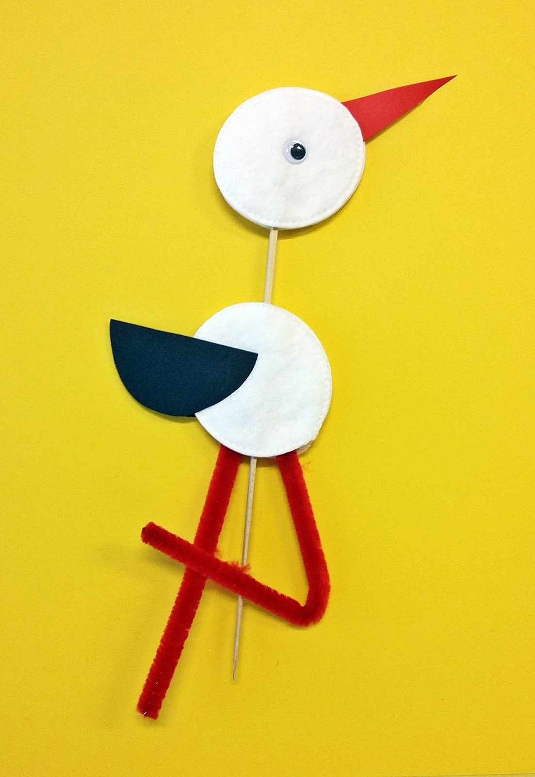 Kolorowy Swiat Dzieci Bocian W Gniezdzie Praca Z Platkow Kosmetycznych