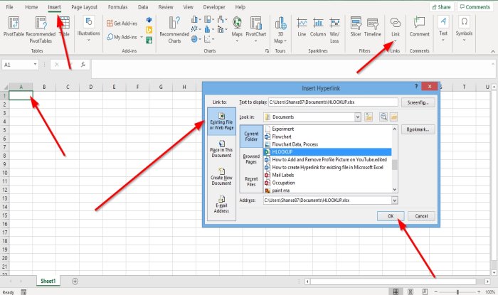 Cómo crear un hipervínculo en Excel entre hojas