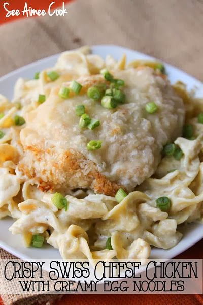 See Aimee Cook: Crispy Swiss Cheese Chicken with Creamy Egg Noodles