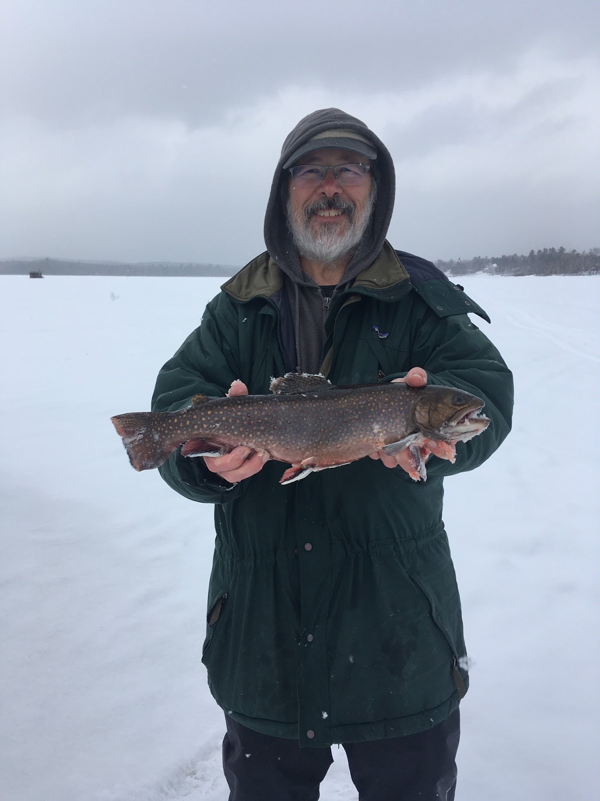 Nerdy Angler Ice Fishing On Big Wood Pond In Jackman Maine