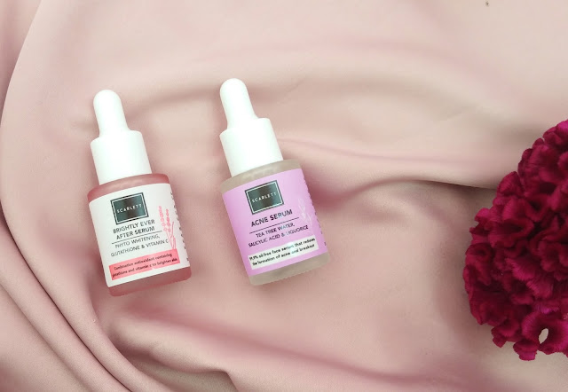 botol acne serum dan brightly serum scarlett whitening