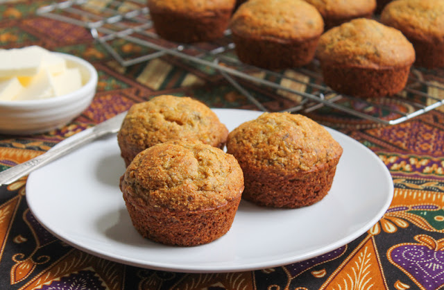 Food Lust People Love: Sweet ripe bananas and maple syrup replace the sugar in these wonderful maple banana cornbread muffins. They make a fabulous breakfast or snack on the go!