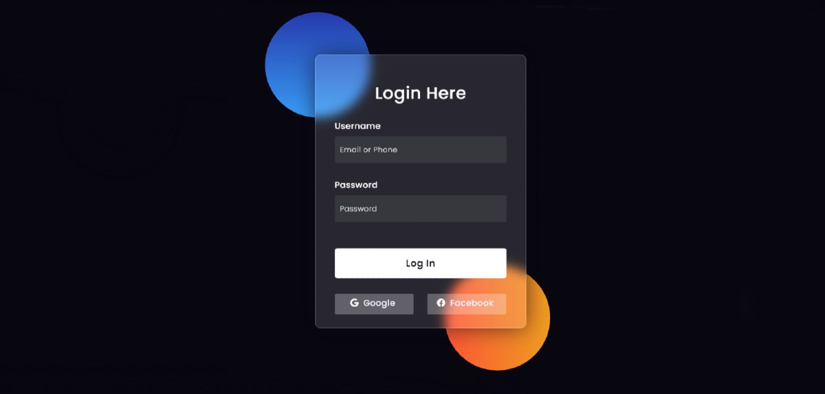 Glassmorphism Login Form using HTML and CSS