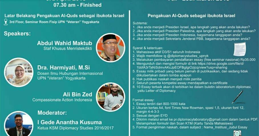 Lomba Essay Nasional Dan Seminar Nasonal 2018 Di Upn Veteran Yogyakarta Info Lomba 2021 Terbaru