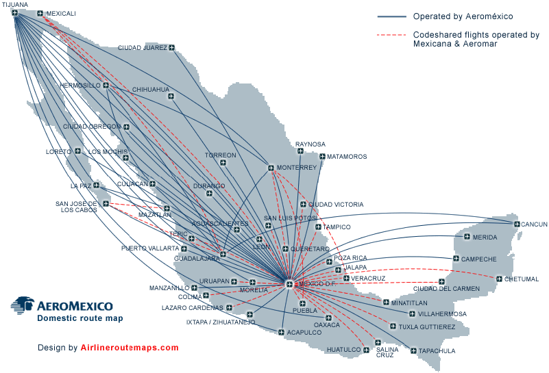 Aeromexico Route Map
