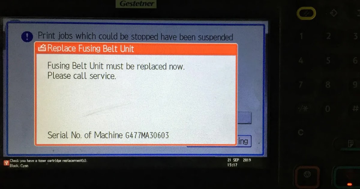 Ricoh MP C4502/C3002 is showing “Fusing Roller needs to be replaced now