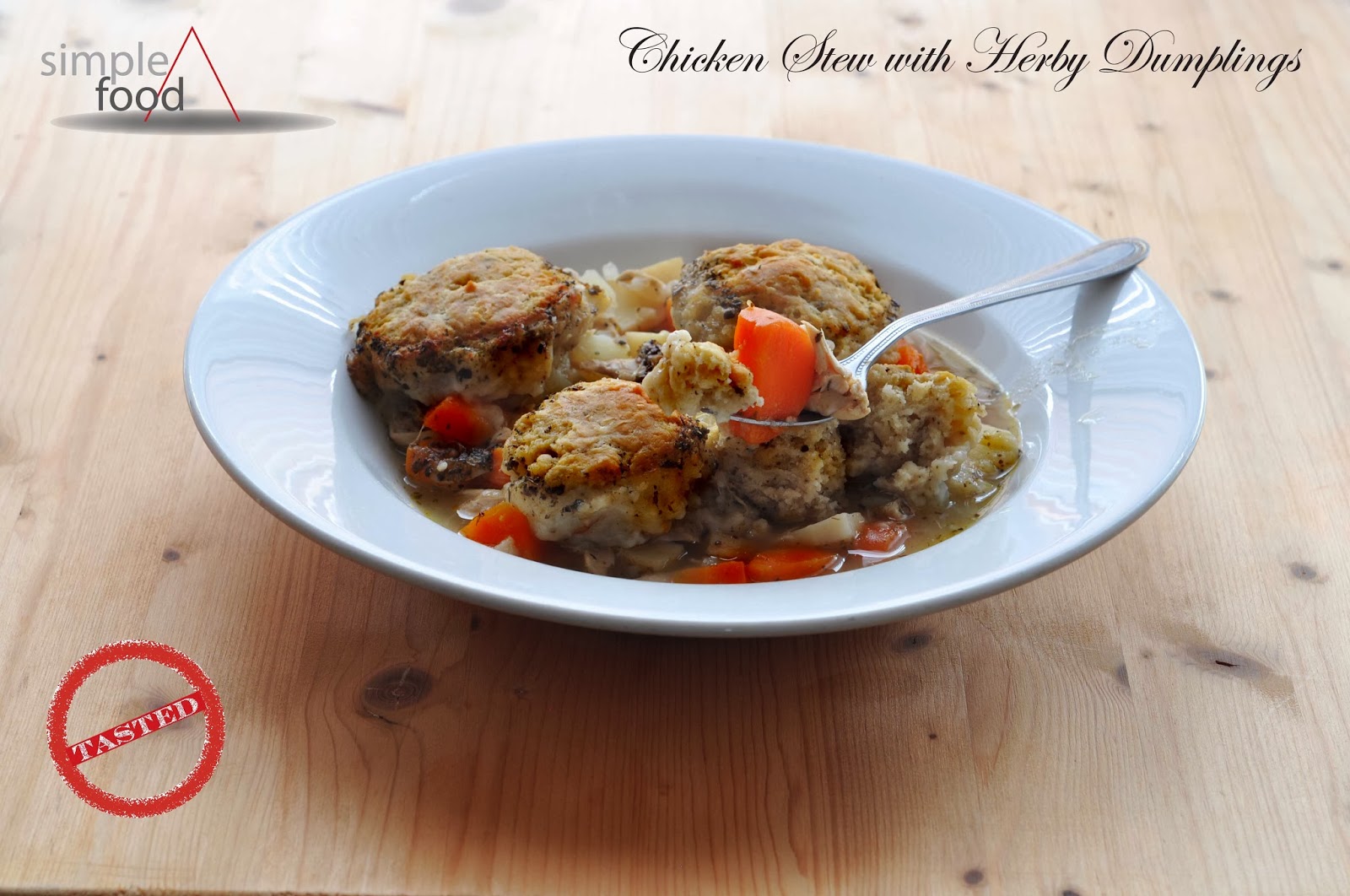 Simple Food Chicken Stew with Herby Dumplings