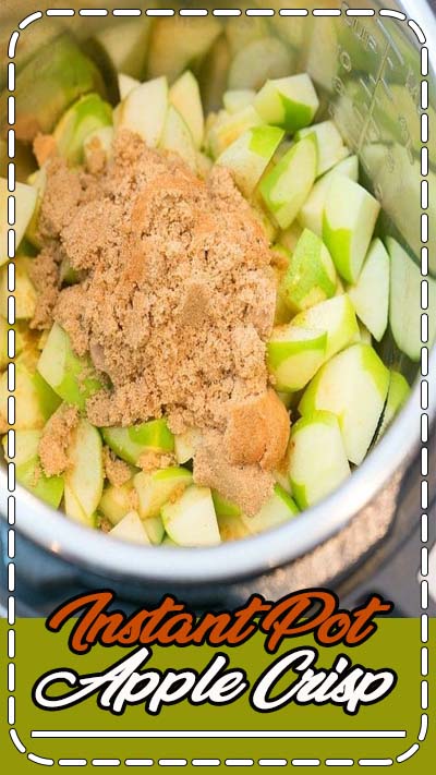 This Instant Pot apple crisp recipe is amazing! Tastes like copycat Cracker Barrel baked apples we love but made in less than 20 minutes total. Warm cinnamon apples coated with a ooey gooey brown sugar glaze your family will go crazy over for sure. Try this homemade pressure cooker fruit dessert this week! #instantpot #pressurecooker #apples #applecrisp #baked #dessert #pie