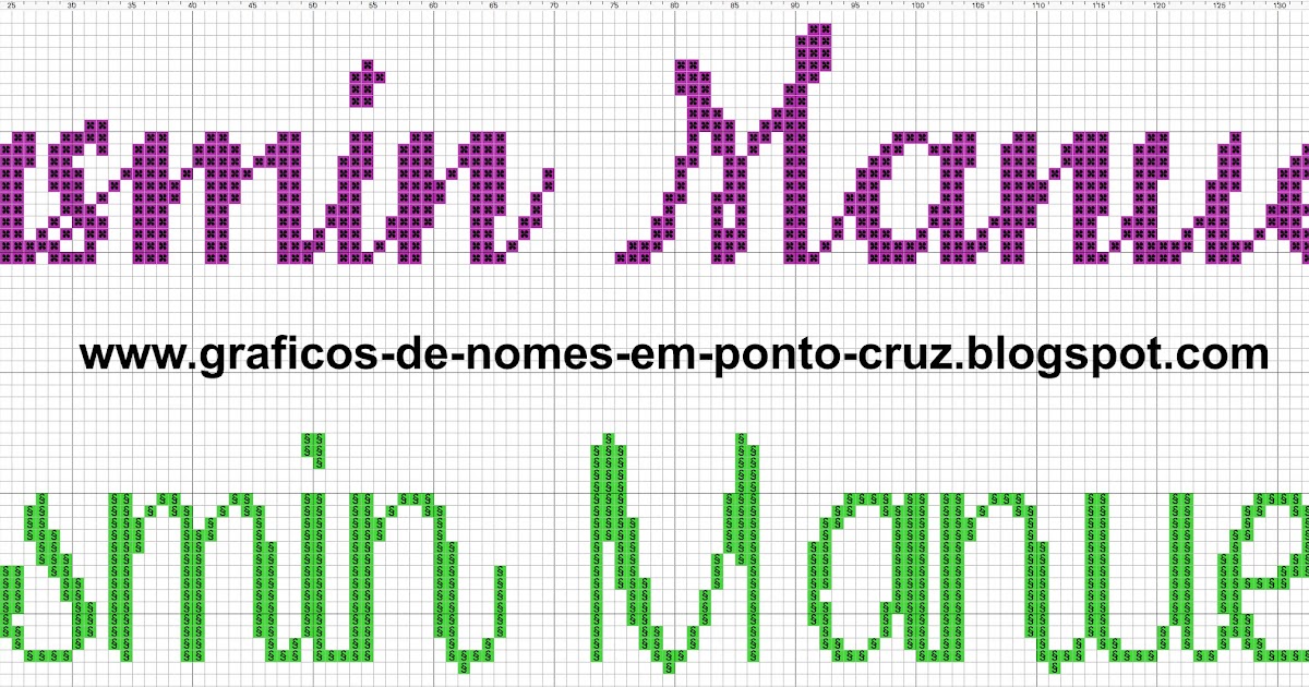 Manuela Em Ponto Cruz Gráficos de Nomes em Ponto Cruz: Nome Yasmin Manuela em Ponto Cruz