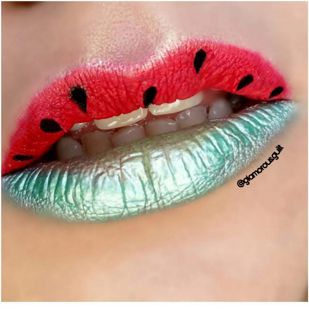 Water Melon Inspired Makeup and Lip Art