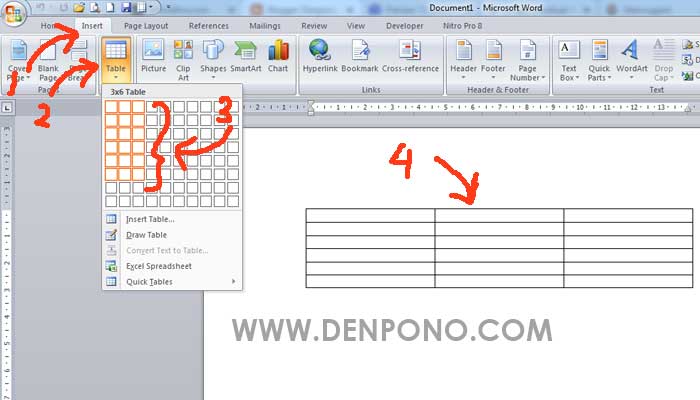 2 Cara Mudah Membuat Tabel di Microsoft Word - Denpono Blog