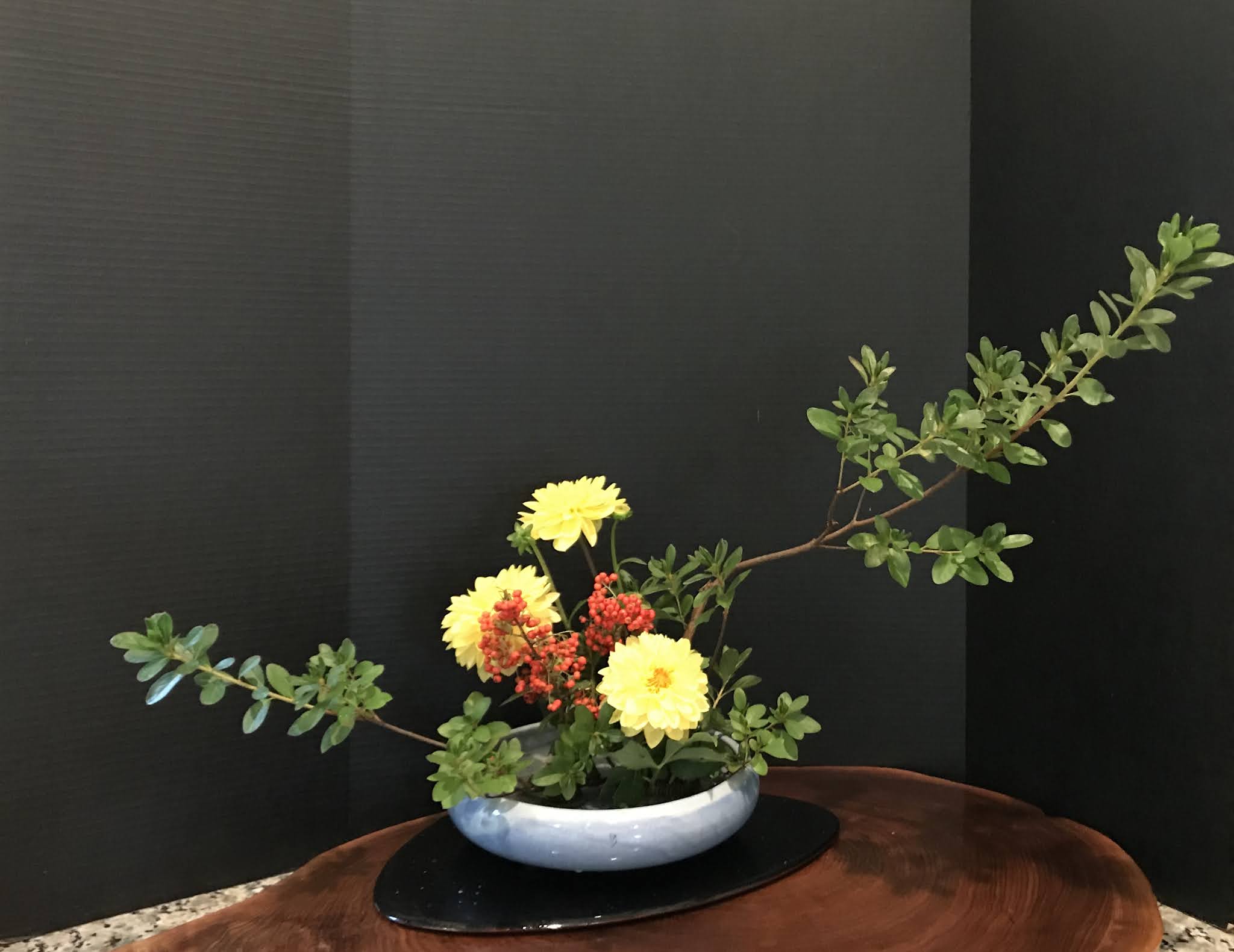 Orchids and Ikebana Basic Slanting Style Moribana