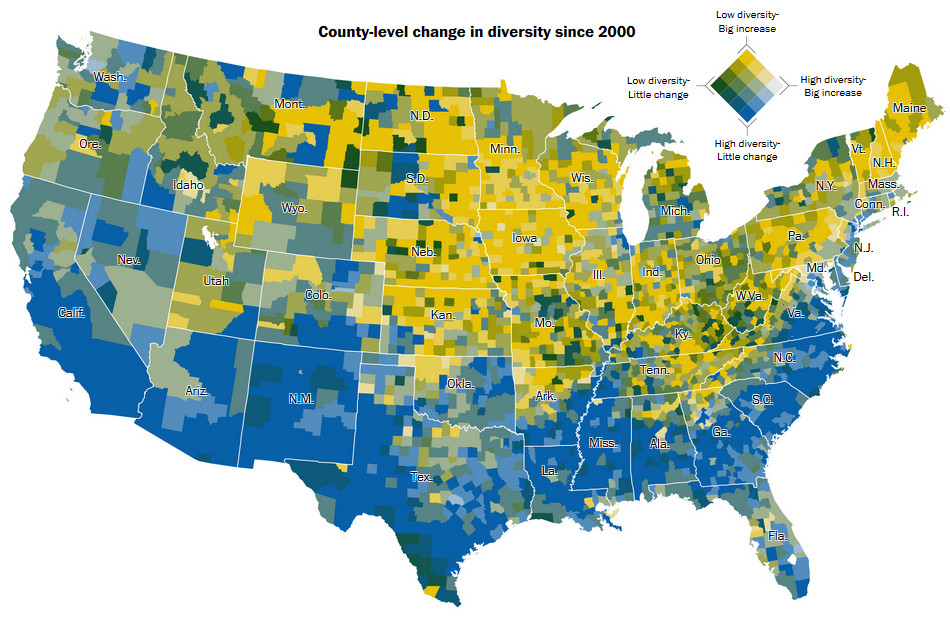 The increasingly diverse United States of America - Vivid Maps