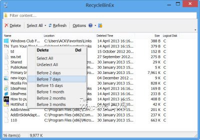 Recycle Bin Manager สำหรับ Windows