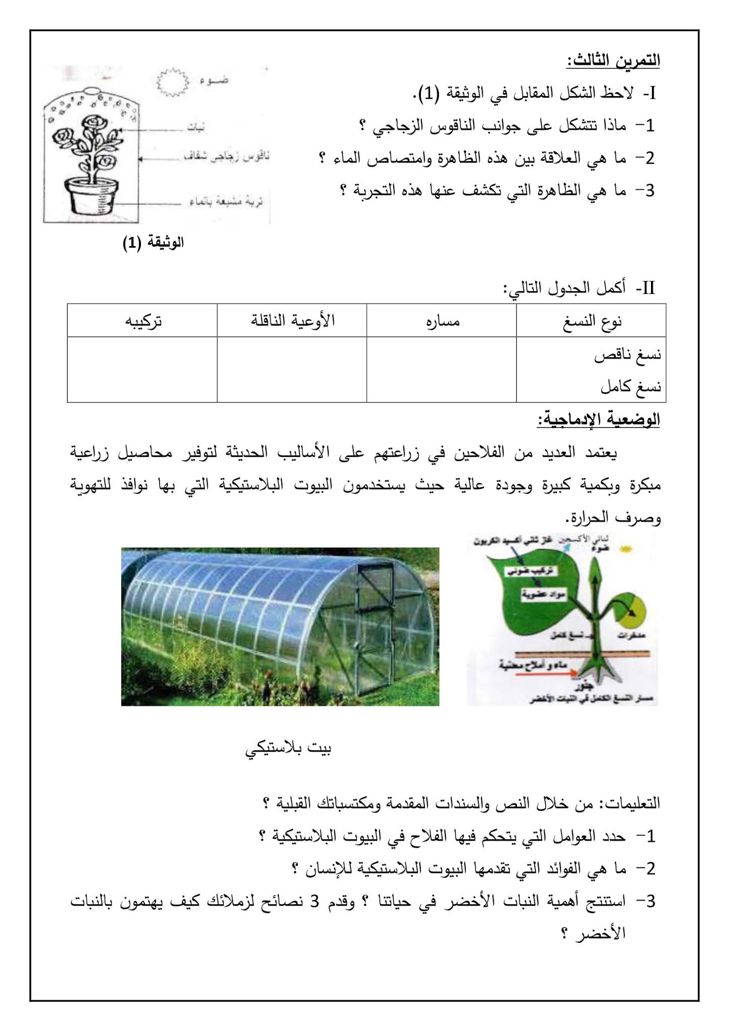 إختبار العلوم الطبيعية الفصل الثاني للسنة الأولى متوسط - الجيل الثاني نموذج 2