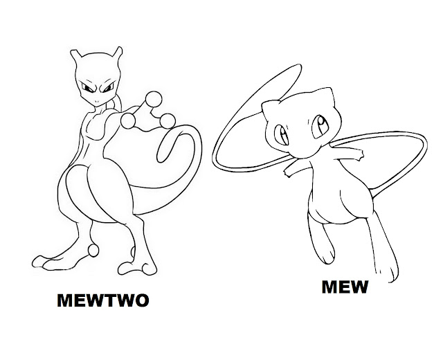 Mew and Mewtwo Legendary Pokemon Coloring Pages