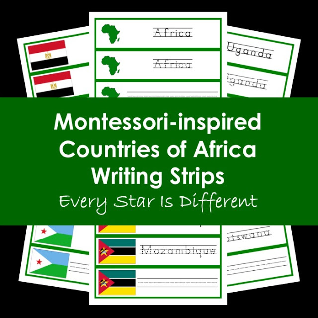 Montessori-inspired Countries of Africa Writing Strips