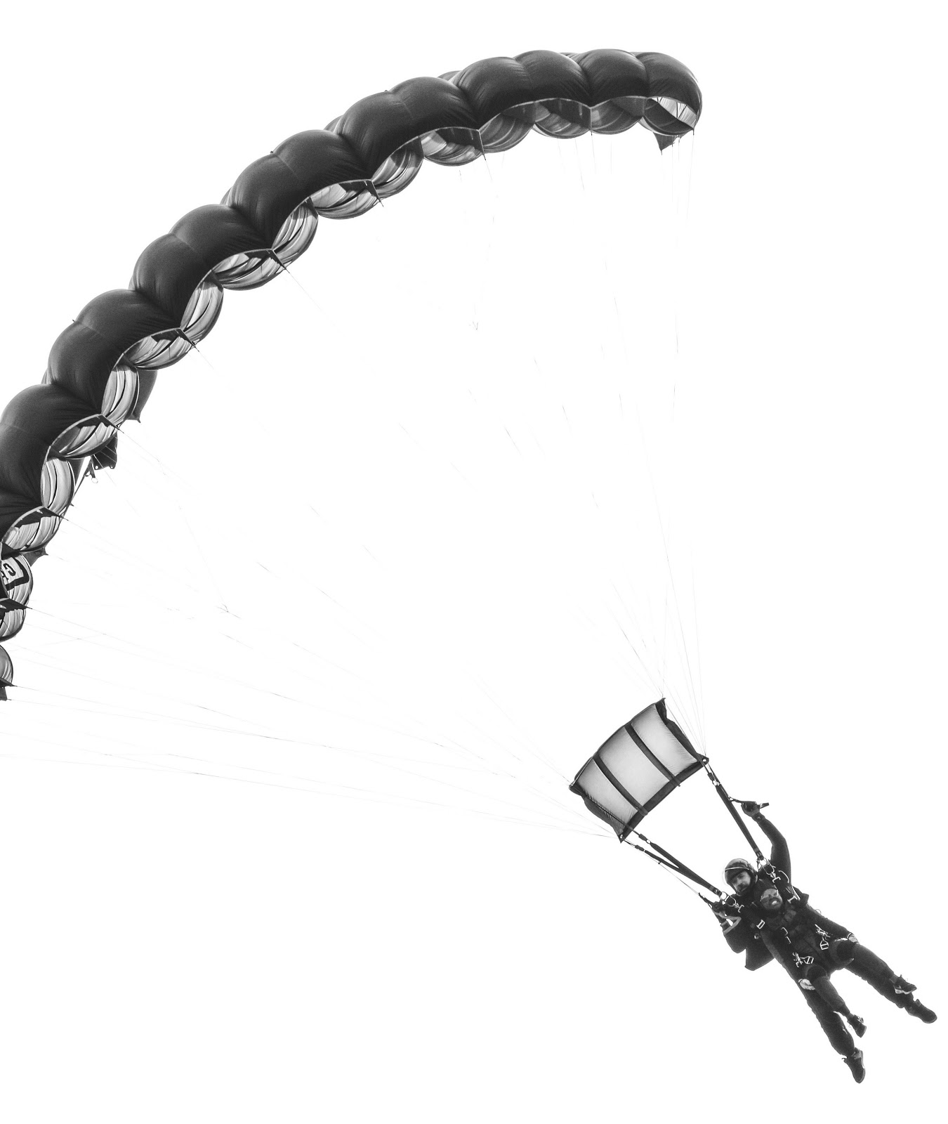 A black and white falling shot from my skydive 