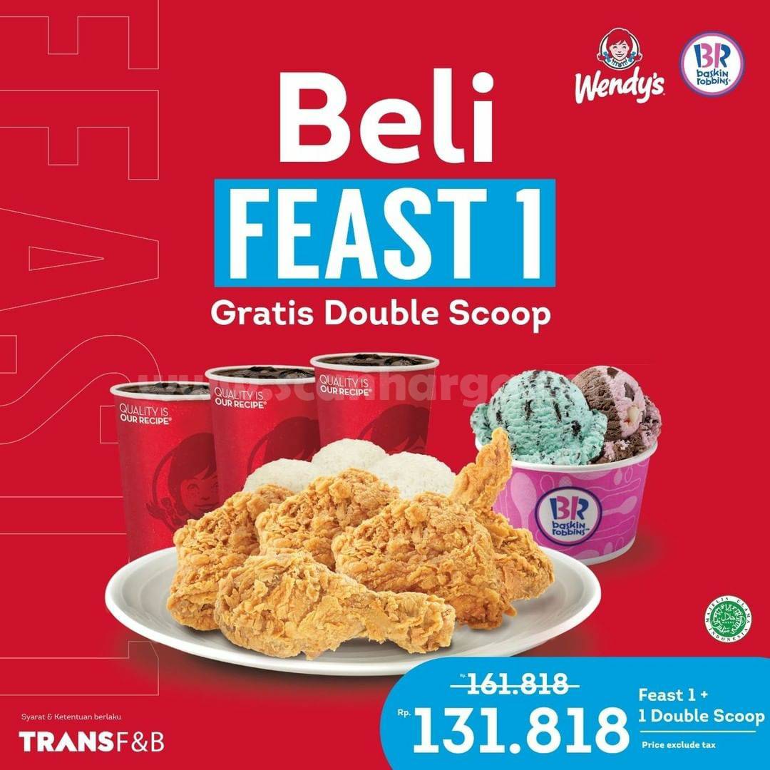 Wendy's Promo Beli FEAST 1! Gratis Double Scoop Ice Cream Baskin