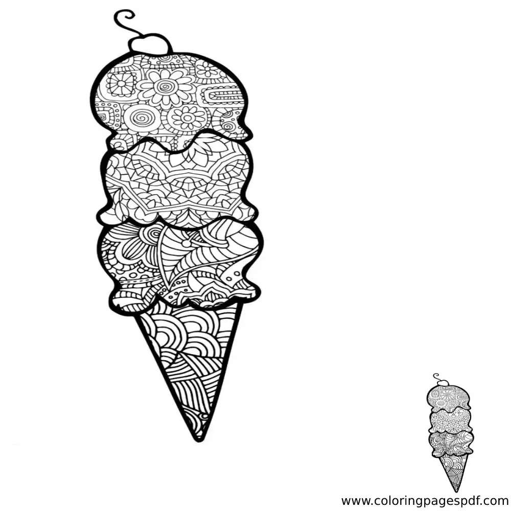 Coloring Page Of An Ice Cream Cone Mandala