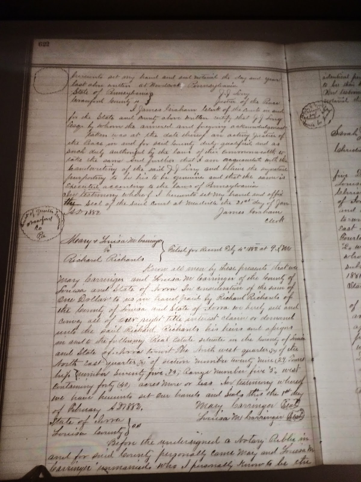 GeneaMusings Amanuensis Monday Post 220 1882 Deed of Land in
