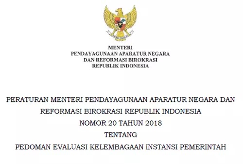 Permenpan Rb Nomor 20 Tahun 2018 Tentang Pedoman Evaluasi Kelembagaan Instansi Pemerintah Berkas Edukasi