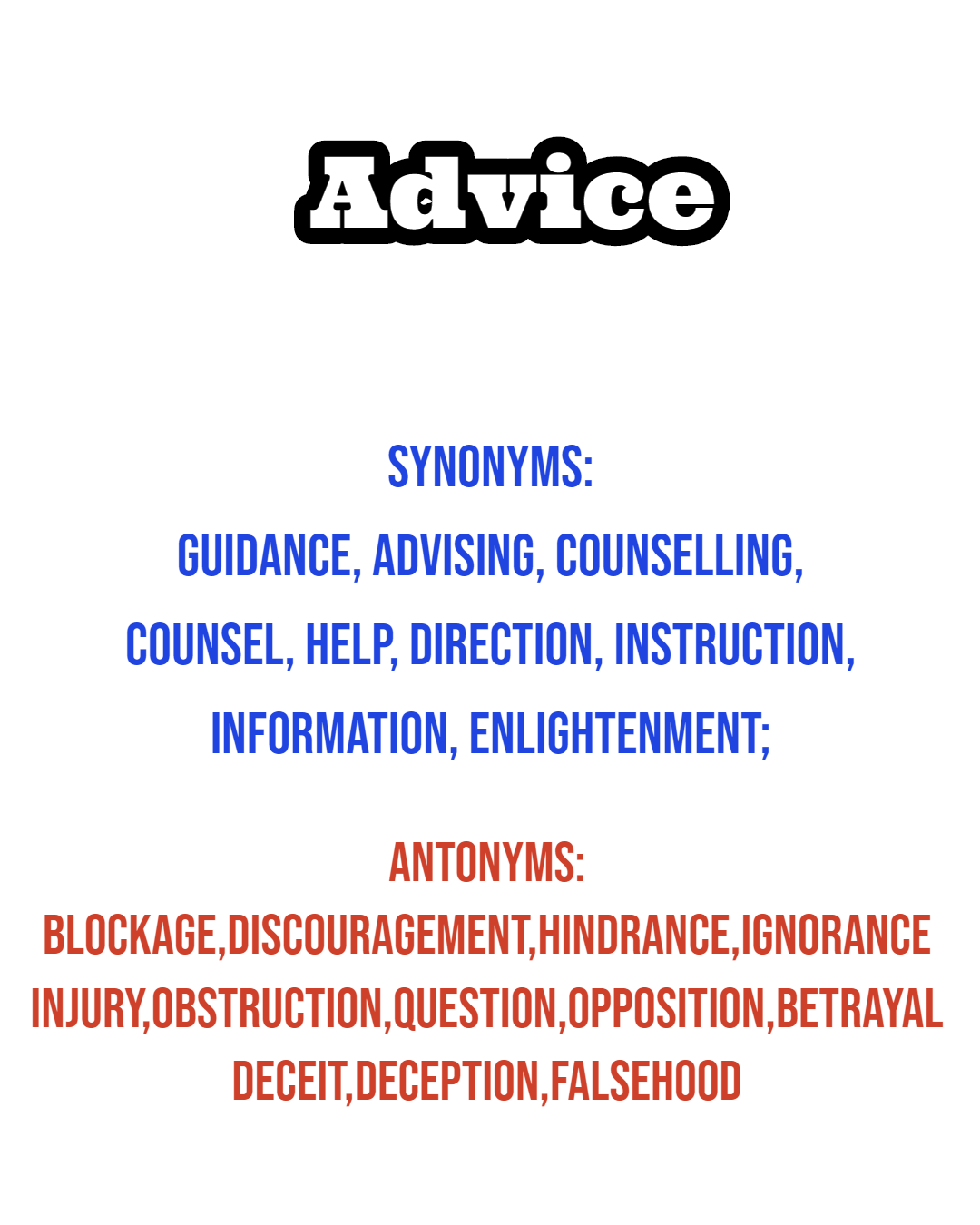 List of Synonyms Antonyms Advice