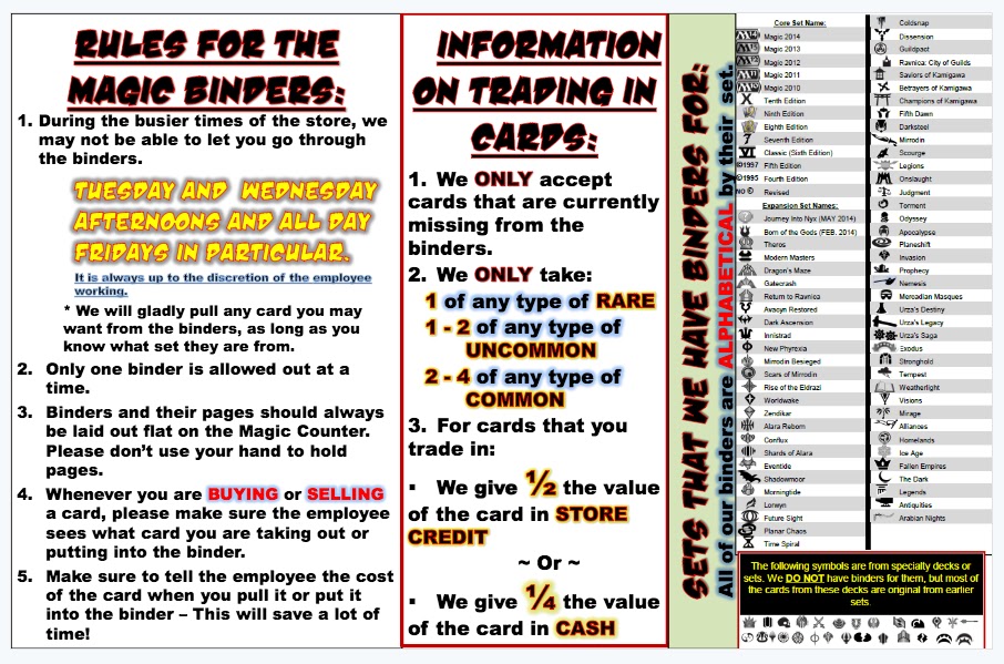 ComicStoreWest Magic Singles Rules