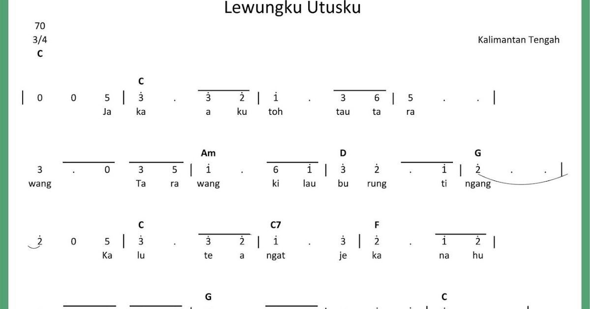 Not Angka Lewungku Utusku SEPUTAR MUSIK