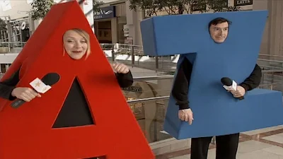 Nicole Sullivan appears as the letter A and Stephen Colbert as the letter Z. Sesame Street All Star Alphabet