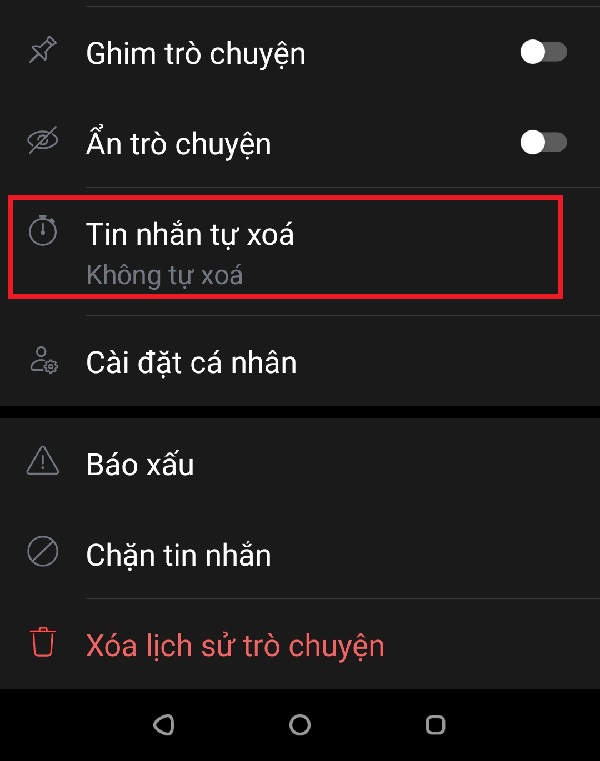 Cách cài đặt xóa tin nhắn tự động trên Zalo điện thoại 1