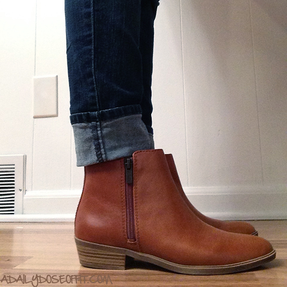 Wear ankle boots in the fall with jeans. Just cuff the jeans above your boots. 