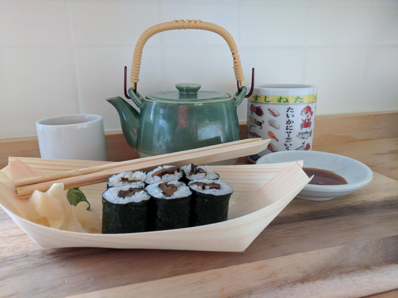 Soothing Moments with Japanese Green Tea & Sushi