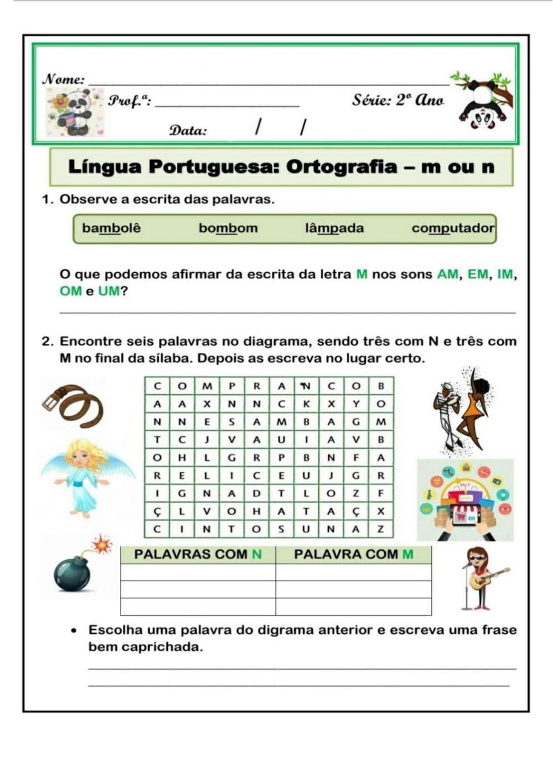 Ortografia M Ou N Atividade De L Ngua Portuguesa Para Trabalhar My